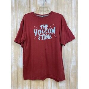The Volcom Stone T-Shirt Mens L Large Red Modern Fit Cotton